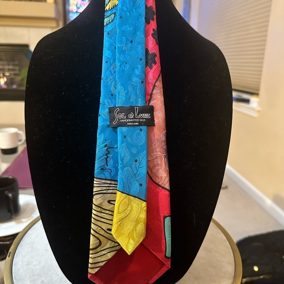 Sol et Lune Colorful Handpainted Silk Tie- England - Picture 3 of 7